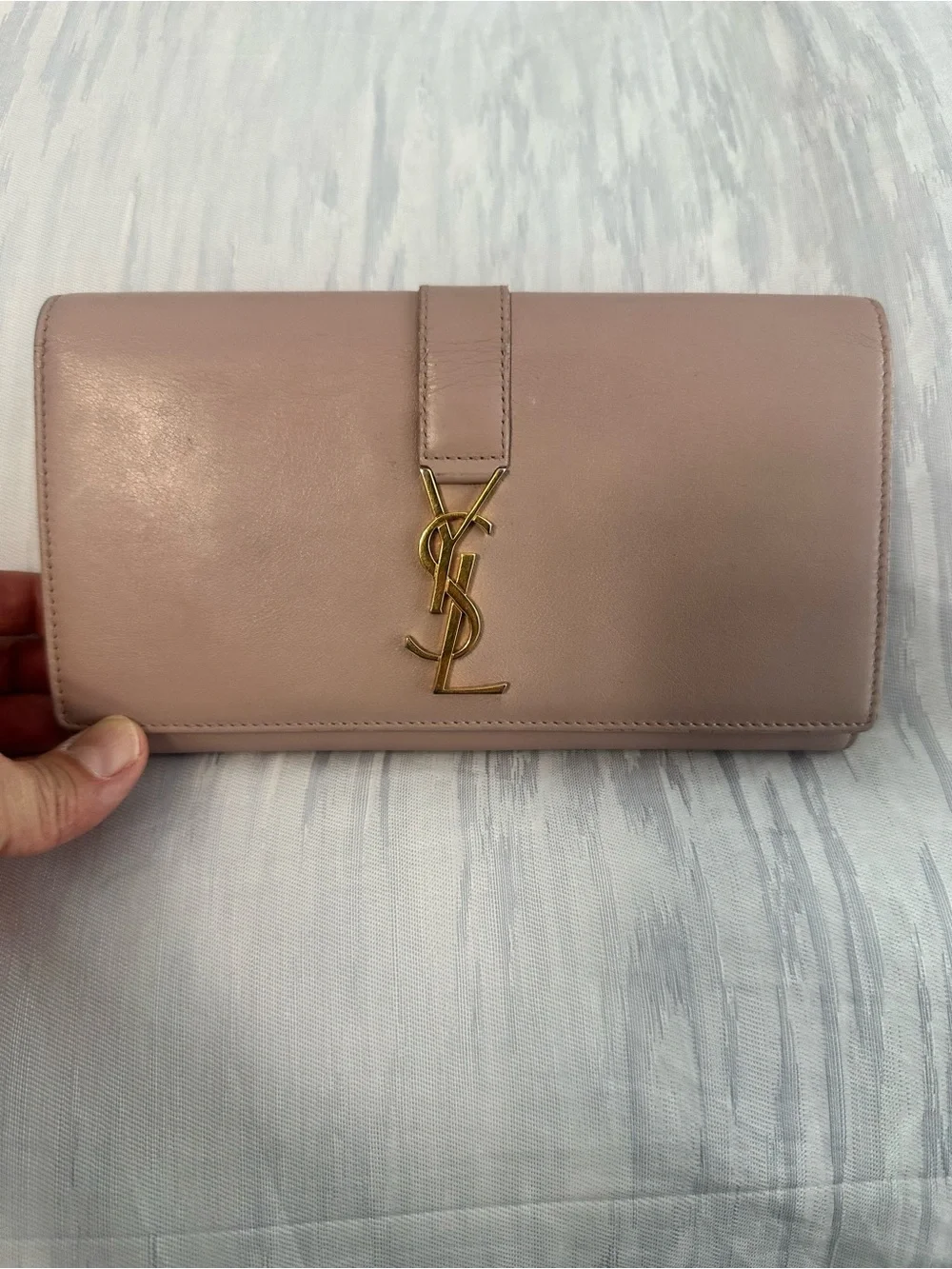 Saint Laurent Blush Pink Wallet with Gold Hardware